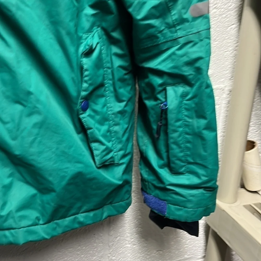Boden Kids hooded Jacket size 13-14y green and blue